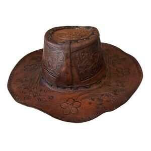 Custom Cowboy Hat Handcrafted Embossed Tooled Leather Western Mexico